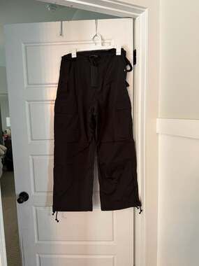 Local European Black Cargo Wide Leg Parachute Pants
